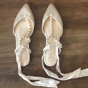 Bella Belle ivory, satin wedding flats; size 8 (never worn).